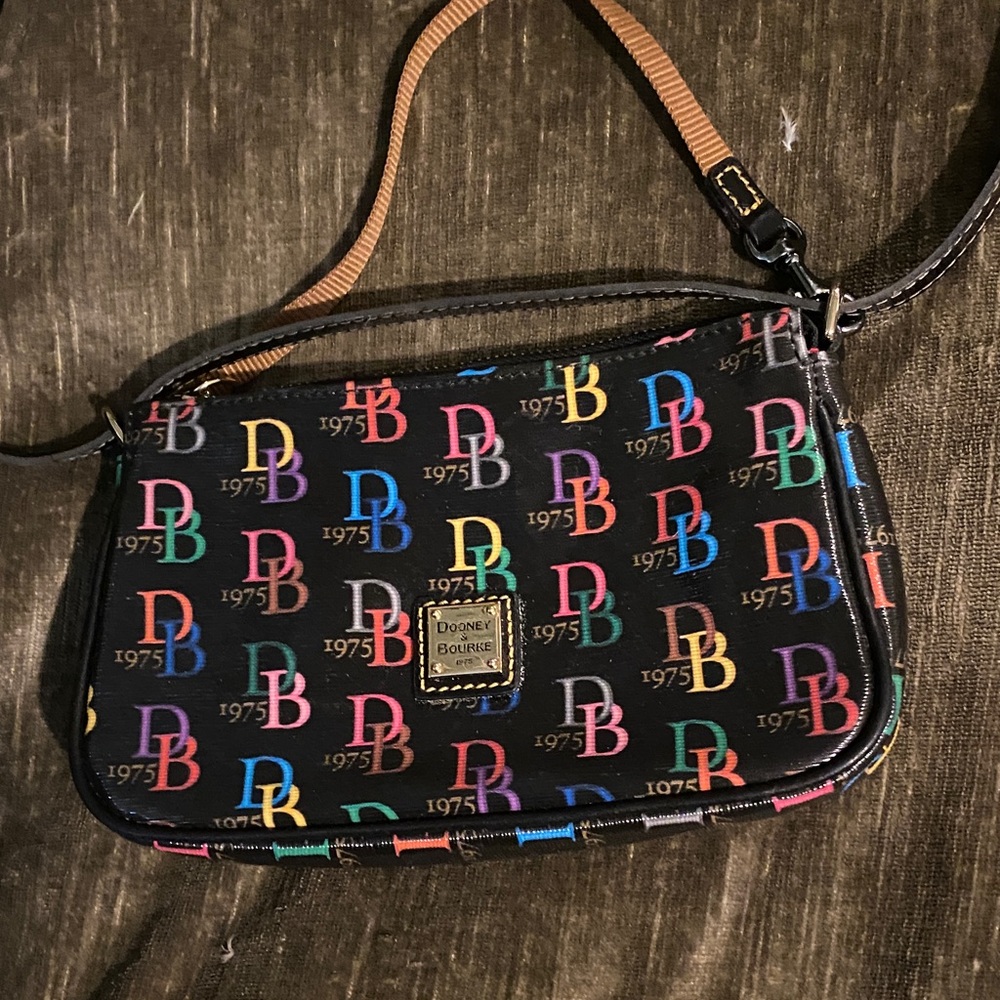 Dooney & Bourke Black Multicolor Logo Shoulder Bag